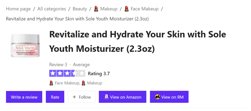 Revitalize and hydrate your skin with sole youth moisturizer (2.3oz)