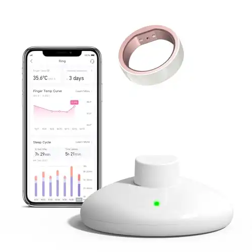 femometer Ring for Fertility and Ovulation Tracking, Wearable Finger Temperature Monitoring Sensor with App Auto-Sync, Period and Sleep Analysis, Rechargeable Design, Waterproof, Size 6