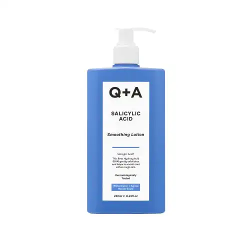 Q+A Salicylic Acid Smoothing Lotion, a BHA that exfoliates the skin, combats ‘backne’ and unwanted texture, 250ml
