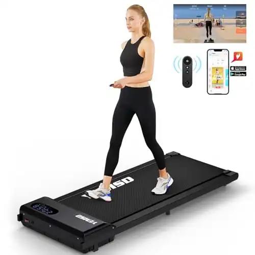 Yemsd Walking Pad Treadmill, 2.25HP Under Desk Treadmill for Home Office Walking Treadmill with LED Display,Remote Controller,286LBS Capacity(C102 Black)