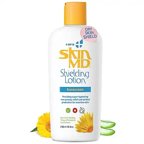 Skin MD Shielding Lotion for Face, Body & Hands 8oz + SPF 15 – Helps with Eczema & Psoriasis! The natural dry skin remedy to the things that dry your skin