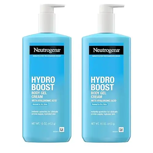 Neutrogena Hydro Boost Body Moisturizing Gel Cream with Hyaluronic Acid, Fast Absorbing, Lightweight Hydrating Body Lotion for Normal to Dry Skin, Paraben-Free, Twin Pack, 2 x 16 oz