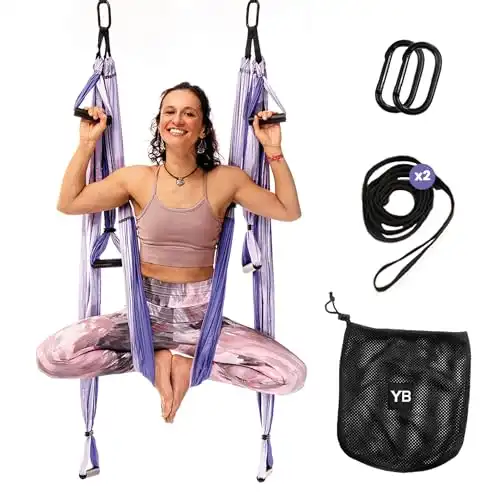 Adjustable Aerial Yoga Hammock Antigravity Stretching Aerial Yoga Strap Body  Flexibility Handstand Training Device Elastic Swing