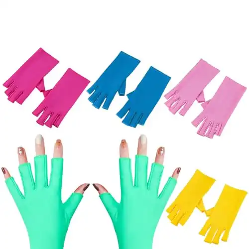 Dexspoeny UV Gloves for Gel Nail Lamp, 5 Pairs UV Gloves for Manicure UV Gloves for Nail Gloves UV Guantes Lampara UV Led for Light Manicure Women Nail Fingerless Gloves