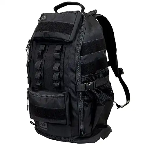 SERIOUS STEEL FITNESS Tactical Backpack and Gym Bag | 1000D Nylon Black Backpack