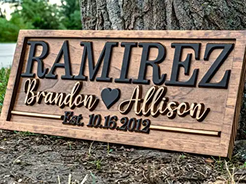 Bridal Shower Gift | Personalized Wedding Gift Last Name Established Sign | Anniversary Gift | Engagement Gifts | Valentines Day Gift | Wood Wedding Sign | Name Heart Sign | Couples Gift