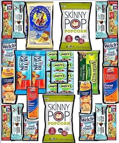 Healthy Snack Box Variety Pack Care Package 32 Count Gift Basket Kids Teens Men Women Adults Health Food Nuts Fruit Nutrition Assortment Mix Sample College Students Office Back to School