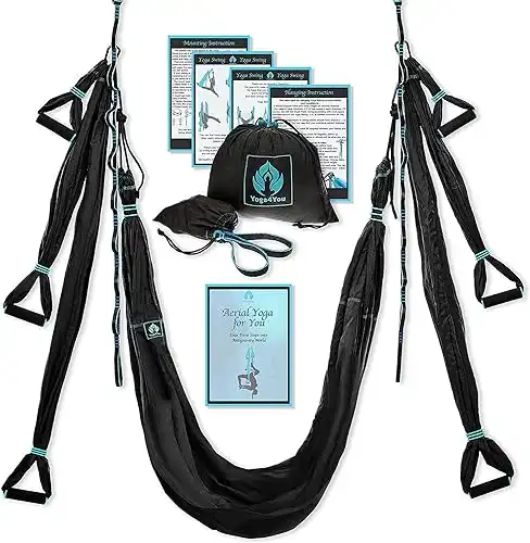 Yoga4You Aerial Yoga Swing Set – Yoga Hammock Hanging Swing – Aerial Sling Inversion Fly Kit – Acro Yoga Inversion Tool – Antigravity Yoga Sling – Suspension Trapeze