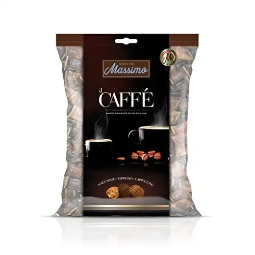 Maestro Massimo Hard Coffee Candy with Filling – Macchiato, Espresso, Cappuccino – Individually Wrapped – A Delightful Gift for Coffee Lovers (Pack of 1)