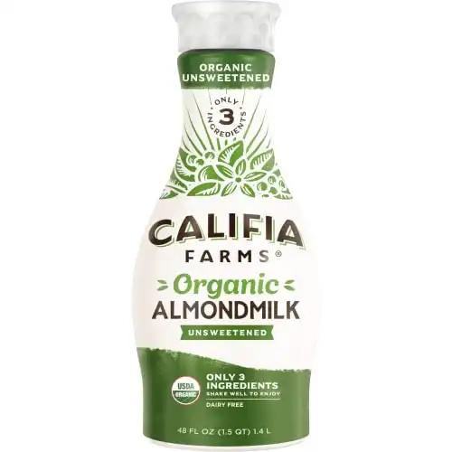 Califia Farms – Organic Unsweetened Almond Milk, 48 Oz, Dairy Free, Keto, Vegan, Plant Based, Organic Milk, Non GMO, Low Calorie, USDA Organic