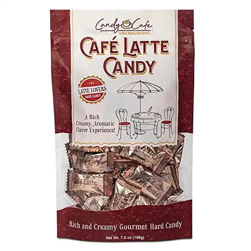 Candy Shop Coffee Candy, Cafe Latte Candy, Rich and Creamy Gourmet Hard Candy, Authentic Brazilian Coffee Flavor, Individually Wrapped, Resealable Bag (Cafe Latte, 7 Oz)