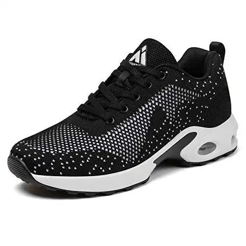 Mishansha Womens Running Shoes Lightweight Athletic Breathable Fitness Outdoor Sport Air Cushion Walking Sneakers Anti-Slip Gym Jogging Shoes 9 Black