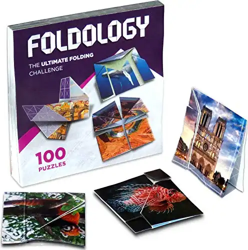 FOLDOLOGY – The Origami Puzzle Game! Hands-On Folding Brain Teasers. Stocking Stuffer/Gift for Tweens, Teens & Adults. Fold The Paper to Complete The Picture. 100 Challenges, Ages 10+