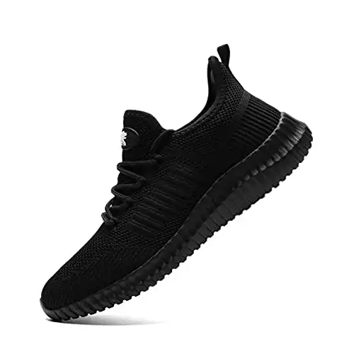 SK·TRIP Women’s Walking Shoes Lightweight Breathable Flying Woven Mesh Upper Casual Jogging Shoes Ladies Tennis Shoes Workout Footwear Non-Slip Gym Sneakers for Women Allblack