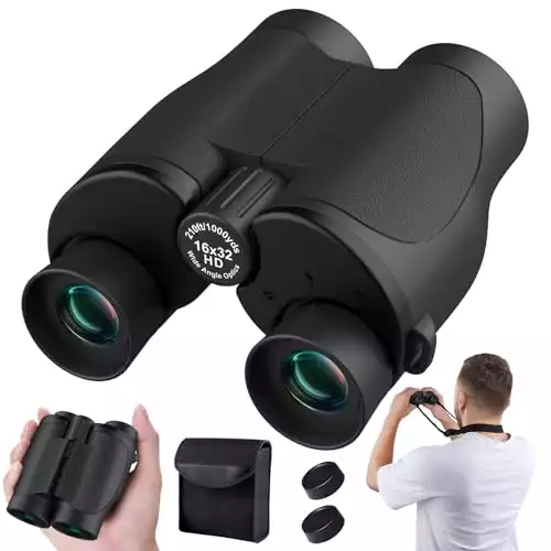 Aurosports 16 32 Compact Binoculars for Adults and Kids High Powered Small Binoculars with Low Light Vision Easy Focus Lightweight Binoculars for Bird Watching Hunting Travel Hiki...