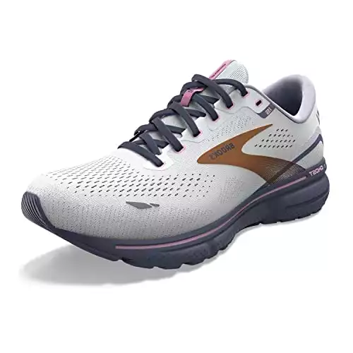 Brooks Women’s Ghost 15 Neutral Running Shoe – Spa Blue/Neo Pink/Copper – 7 Wide