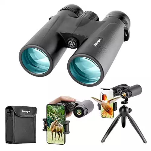 Adorrgon 12 42 HD Binoculars for Adults High Powered with Phone Adapter, Tripod and Tripod Adapter Large View Binoculars with Clear Low Light Vision Binoculars for Bird Watching C...