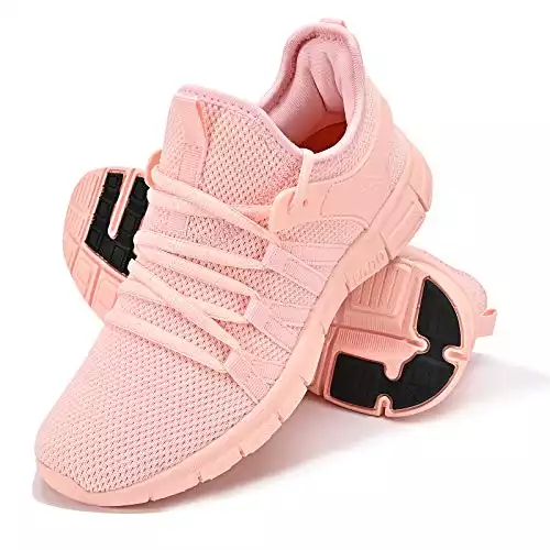 INZCOU Running Shoes Lightweight Tennis Shoes Non Slip Gym Workout Shoes Breathable Mesh Walking Sneakers Pink 8women / 7men