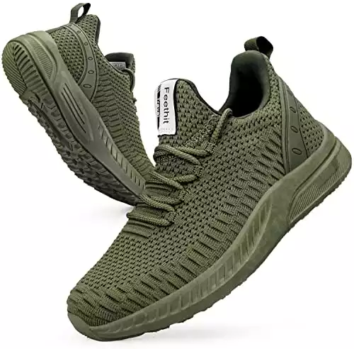 Feethit Women Tennis Running Shoes Walking Shoes Lightweight Casual Sneakers for Travel Gym Work Woman Waitress Nurse Olive Green 5.5