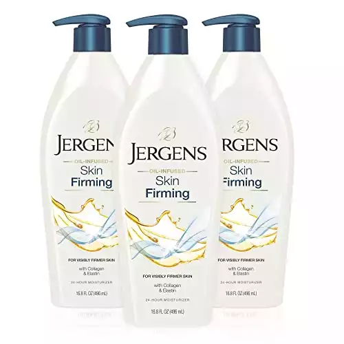 Jergens Skin Firming Body Lotion for Dry to Extra Dry Skin, Skin Tightening Cream with Collagen and Elastin, Instantly Moisturizes Dry Skin, Dermatologist Tested, Hydralucence Blend, 3-16.8 oz