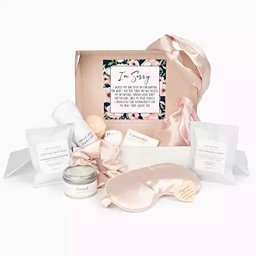 Dear Ava Luxury Spa Gifts for Women | Organic Self Care Anti Stress Relaxing Bath and Body Kit Set Basket Box for Her with Heartfelt Card | Apology and Sorry Gifts for Girls