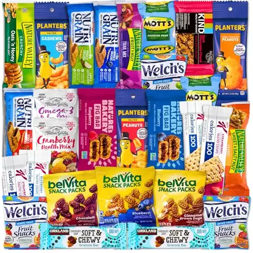 Healthy Snack Variety Box for Adults - Deluxe Assortment with Granola Bars, Nut Mixes, and Fruit Snacks for Families, Office, Gifts, and Travel (28 Count)