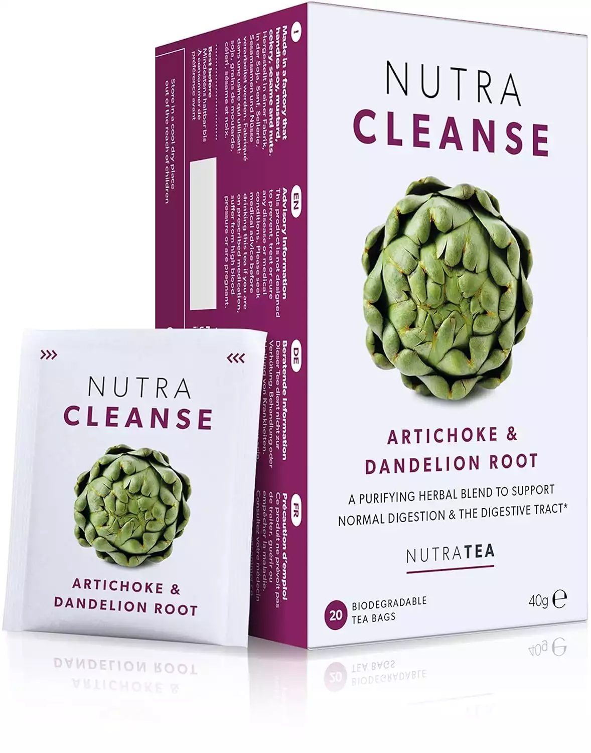 NUTRACLEANSE Detox Tea | Colon Cleanse Tea | Constipation Tea Full Body Detox Cleanse Includes Dandelion Root, Milk Thistle and Burdock Root 20 Enveloped Tea Bags by Nu...