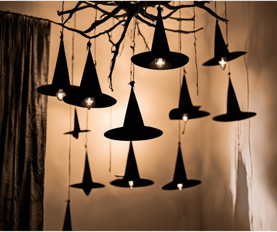 Witch Hat Chandelier DIY Halloween Decorations