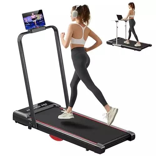 CURSOR FITNESS 2-in-1 Under Desk Treadmill, Walking Pad for Home Small, Folding Treadmill, 2.5 HP Quiet Brushless, 265 LBS Capacity