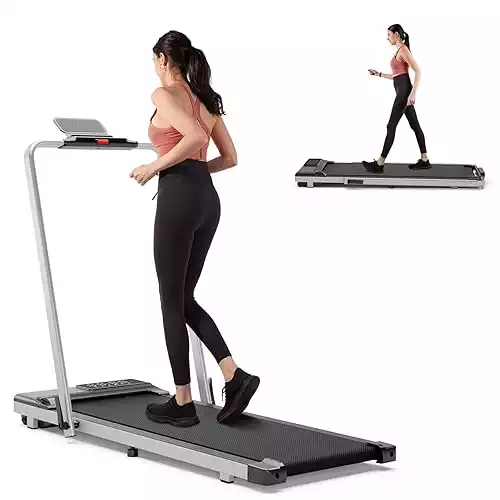 DeerRun 3 in 1 Walking Pad Treadmill, 300 Weight Capacity Foldable Treadmill, 3.0HP Low Noise Under Desk Treadmills for Home Office with Remote & APP