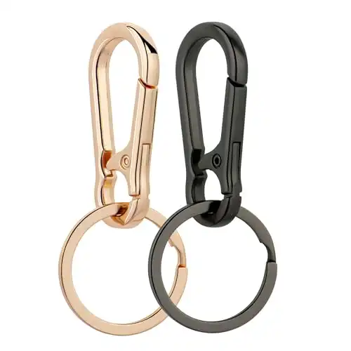 Wikavanli Metal Keychains Keyring Key Chain Ring Clip Holder Organizer for Home Car Keys Key Finder Women Men (2, Gold Black)