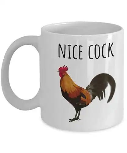 Funny Cock Rooster Coffee Mug, Inappropriate Boyfriend Gift, Dirty Naughty Joke Birthday Gift