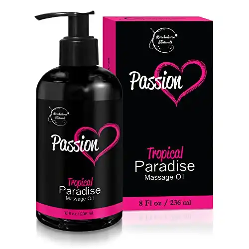 Passion Sensual Massage Oil for Date Night | 100% Natural Body Oil for Couples with Jojoba & Almond | Aromatherapy & Relaxing Massage Therapy | Perfect Glide & Smooth Skin | Tropical Parad...