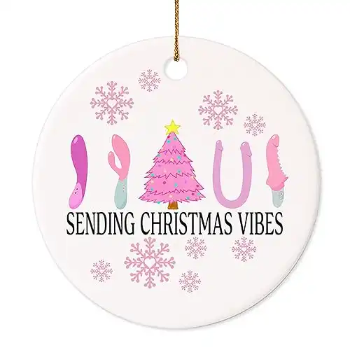 2024 Christmas Ornament - Sending Christmas Vibes Ceramic Ornament, Funny Christmas Ornaments, Naughty Ornaments for Adults, Hilarious for Adults