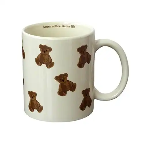 Cute Vintage Cartoon Bear Mugs Ceramic Coffee Mug Water Cup 350ml/12oz Funny Novelty Gift for Women Girls